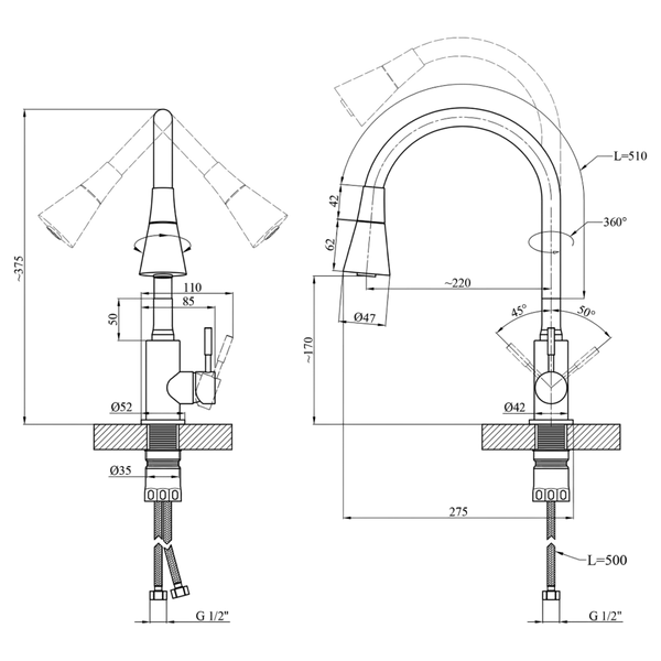 Комплект кухонной мойки Kraft Satin BRS 65х48 (3.0/1.0 мм) SM2807 фото