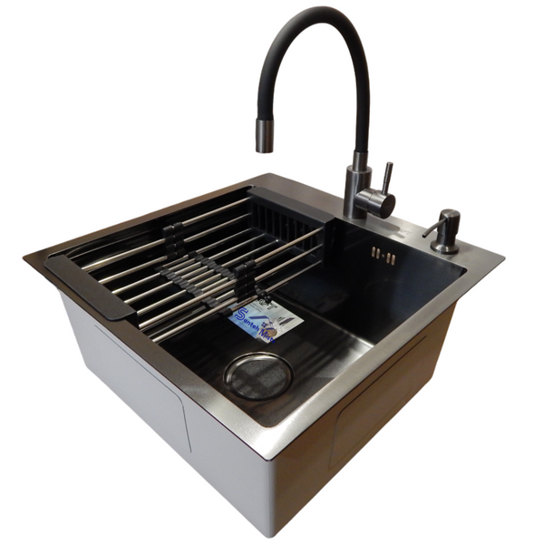 Комплект кухонної мийки Kraft -NANO BLACK 5050HM PVD SM865 фото