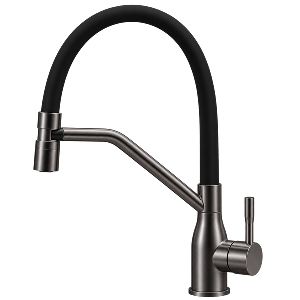 Комплект кухонної мийки Kraft NANO BLACK PVD HS60*45 декор (3.0/1.0 мм)+Кухонний змішувач Kraft 3025PVD SM30280 фото