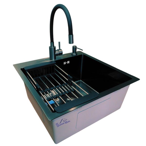 Комплект кухонної мийки Kraft -NANO BLACK 5050HM PVD SM865 фото