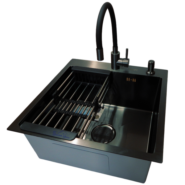 Комплект кухонної мийки Kraft -NANO BLACK 5050HM PVD SM865 фото