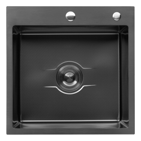 Комплект кухонной мойки Kroner KRP Derby - 5050HM PVD (2,5/0,5 мм) Decor SM8810 фото