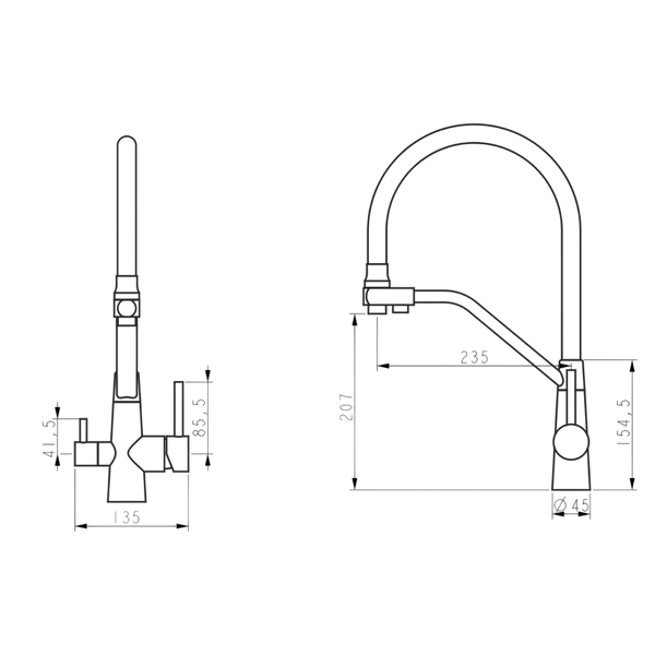 Мийка для кухні 4в1 (комплект) Kraft Handmade H6548BL крило ліворуч Black PVD 3,0/1,0 мм SM6703 фото