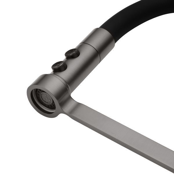 Комплект кухонної мийки Kraft NANO BLACK PVD HS 540х480 Декор-соти (3.0/1.0 мм)+Смеситель для кухни Kroner KRP Ersel - GRP03112BLK С гибким изливом Графит SM21802 фото