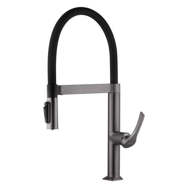 Комплект кухонной мойки Kraft NANO BLACK PVD HS 65х48 (3.0/1.0 мм)++Смеситель для кухни с подключением к фильтру Kroner KRP Edelstahl Klassisch - PVD03817BLK SM3287 фото
