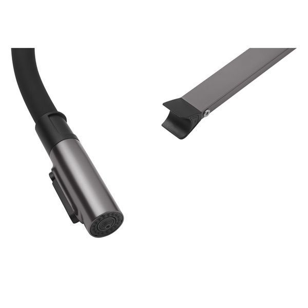 Комплект кухонной мойки Kraft NANO BLACK PVD HS 65х48 (3.0/1.0 мм)++Смеситель для кухни с подключением к фильтру Kroner KRP Edelstahl Klassisch - PVD03817BLK SM3287 фото