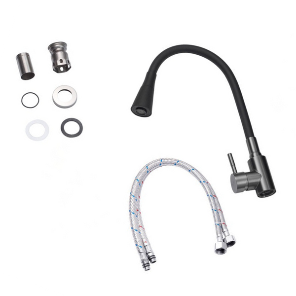 Комплект кухонной мойка Kraft KRF 4540 NANO BLACK (DECOR) PVD (3.0/1.0 мм) SM1407 фото