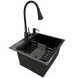 Комплект кухонной мойка Kraft KRF 4540 NANO BLACK (DECOR) PVD (3.0/1.0 мм) SM1407 фото 4