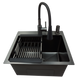 Комплект кухонной мойка Kraft KRF 4540 NANO BLACK (DECOR) PVD (3.0/1.0 мм) SM1407 фото 5