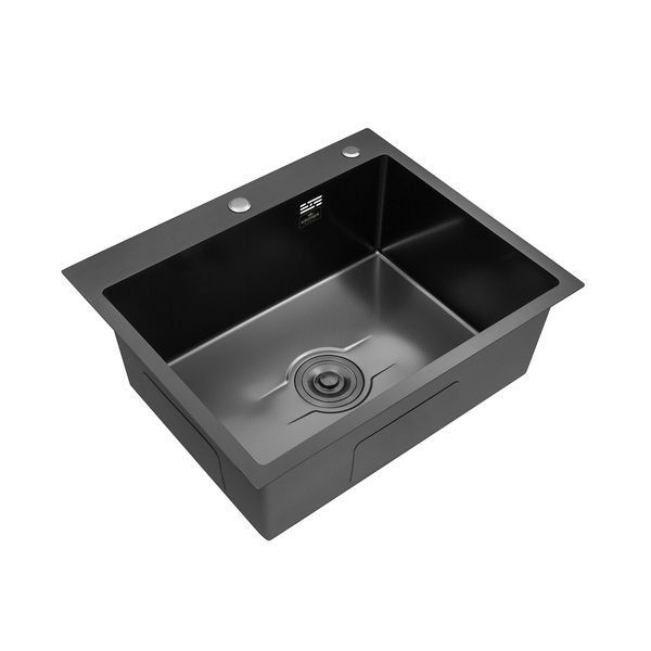 Комплект кухонної мийки Kroner KRP Derby - 60х50HM PVD (2,5/0,5 мм) DEKOR SM528 фото