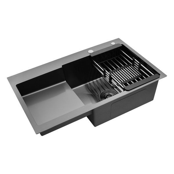 Комплект кухонной мойки Kraft&nbsp;HM&nbsp;- 7848ALB&nbsp;PVD&nbsp;(3.0/1.0 мм) SM1277 фото