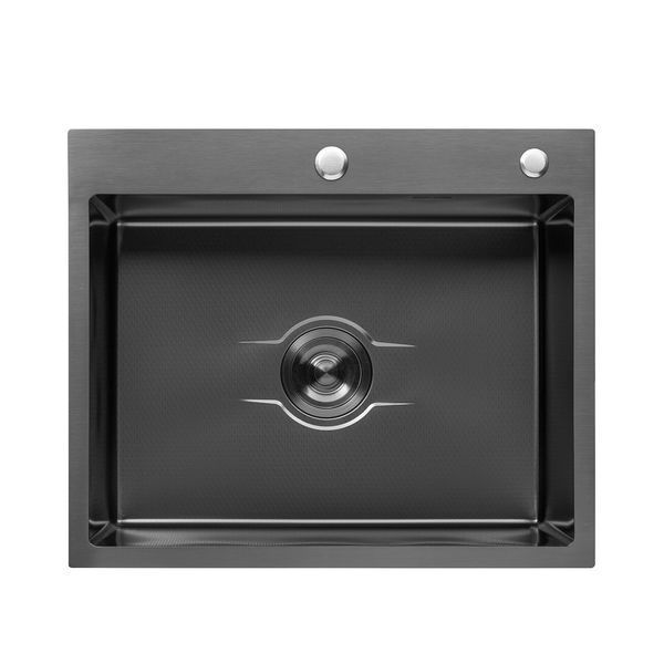 Комплект кухонної мийки Kroner KRP Derby - 60х50HM PVD (2,5/0,5 мм) SM64 фото