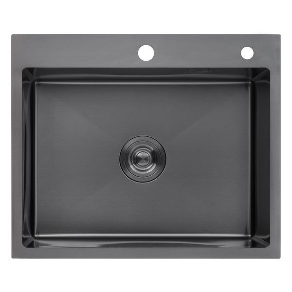 Комплект кухонної мийки Kroner KRP Schwarze 60х50HM PVD +Змішувач для кухні з гнучким виливом Kroner SM60430 фото