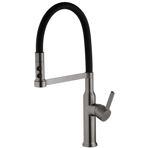 Комплект кухонної мийки Kroner KRP Schwarze 60х50HM PVD +Змішувач для кухні з гнучким виливом Kroner SM60430 фото