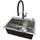 Комплект кухонной мойка Kraft KRF 600х450 decor (3.0/1.0 мм)+Кухонный смеситель Kroner KRP Ersel - C03111BLK SM15810 фото 22