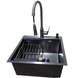 Комплект кухонной мойки Kraft HM 50х50 NANO BLACK (DECOR) PVD (3.0/1.0 мм) SМ6042 фото 4