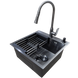 Комплект кухонной мойки Kraft HM 50х50 NANO BLACK (DECOR) PVD (3.0/1.0 мм) SМ6042 фото 3