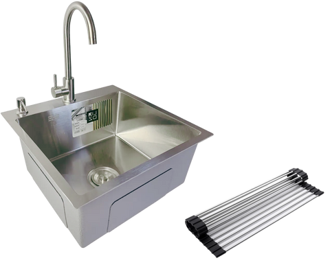 Мийка для кухні Lidz Handmade H5050 Brushed Steel 3,0/1,0 мм SM551 фото