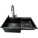 Комплект кухонной мойки Kraft&nbsp;HM&nbsp;NANO BLACK - 7848ALB&nbsp;PVD&nbsp;(3.0/1.0 мм)+Кухонный смеситель TH38 VALESO PVD SM25014 фото 5