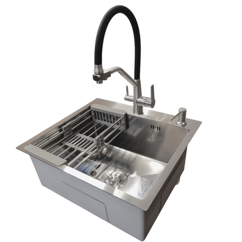 Комплект кухонної мийки Kraft KRF 5448 DECOR (3.0/1.0 мм) SM833 фото