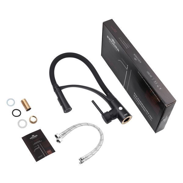 Комплект кухонной мойка Kraft KRF 4540 NANO BLACK (DECOR) PVD (3.0/1.0 мм) SM7800 фото