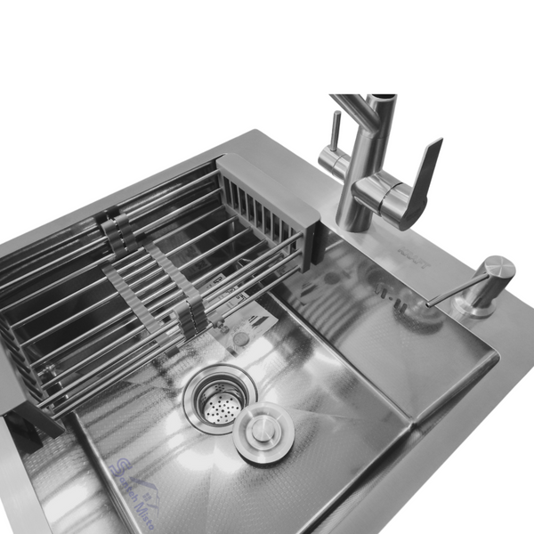 Комплект кухонної мийки Kraft KRF 5448 DECOR (3.0/1.0 мм) SM833 фото