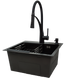 Комплект кухонной мойка Kraft KRF 4540 NANO BLACK (DECOR) PVD (3.0/1.0 мм) SM7800 фото 3