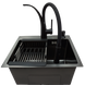 Комплект кухонной мойка Kraft KRF 4540 NANO BLACK (DECOR) PVD (3.0/1.0 мм) SM7800 фото 6