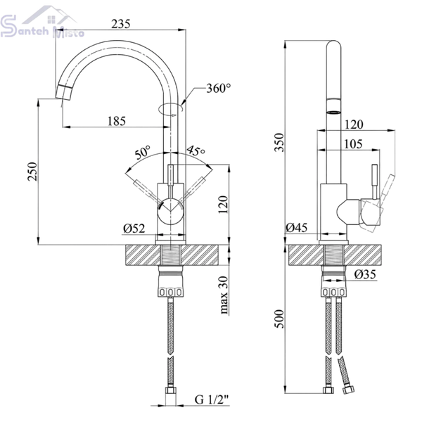 Комплект кухонної мийки KRP Schwarze - 6050HM PVD SM853 фото