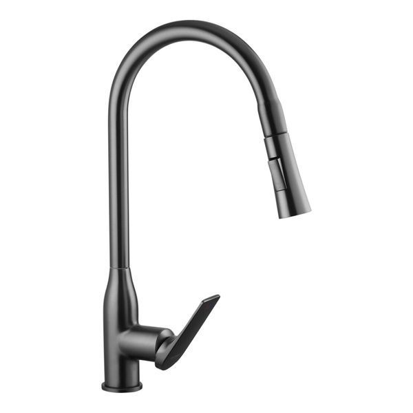 Комплект кухонной мойки Kraft NANO BLACK DECOR PVD HS60*45 (3.0/1.0 мм)+Смеситель для кухни с выдвижным изливом Kroner KRP Graz - GRP030-T SM5033 фото