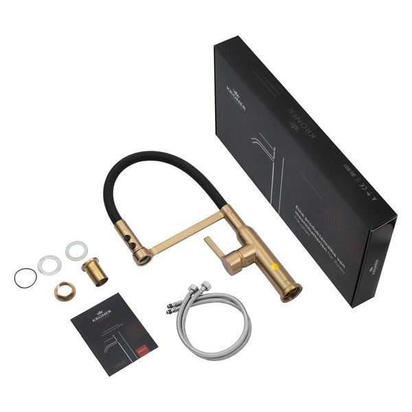 copy_Комплект кухонної мийки Kraft NANO GOLD PVD HS60*45 (3.0/1.0 мм) декор copy_SM50174 фото