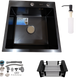 Комплект кухонної мийки Kraft HM 50х50 NANO BLACK (DECOR) PVD (3.0/1.0 мм) SМ45 фото 1