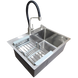 Комплект кухонной мойки Kraft HM 6045 DECOR (3.0/1.0 мм)+Смеситель для кухни Kroner KRP Edelstahl Klassisch &ndash; ESG03593BLK SM10630 фото 3