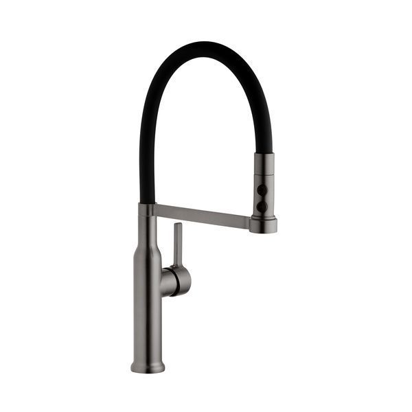 Комплект кухонной мойки Kraft NANO BLACK PVD Декор HS50*50 (3.0/1.0 мм)+Смеситель для кухни с гибким изливом Pllen&oacute; SM7100 фото
