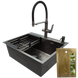 Комплект кухонной мойки Kraft NANO BLACK PVD HS60*50 Decor (3.0/1.0 мм)+Смеситель для кухни Kroner KRP Graz - GRP03815 SM8845 фото 1