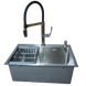 Комплект кухонной мойки Kraft HM 6045 DECOR (3.0/1.0 мм)+Смеситель для кухни Kroner KRP Kuche - C03816BLK (хром) SM66035 фото 4