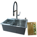 Комплект кухонной мойки Kraft HM 6045 DECOR (3.0/1.0 мм)+Смеситель для кухни Kroner KRP Kuche - C03816BLK (хром) SM66035 фото 1