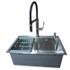 Комплект кухонной мойки Kraft HM 6045 DECOR (3.0/1.0 мм)+Смеситель для кухни Kroner KRP Kuche - C03816BLK (хром) SM66035 фото 3
