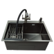 Комплект кухонної мийки Kraft NANO BLACK PVD HS54*48 (3.0/1.0 мм) декор SM2509 фото 15