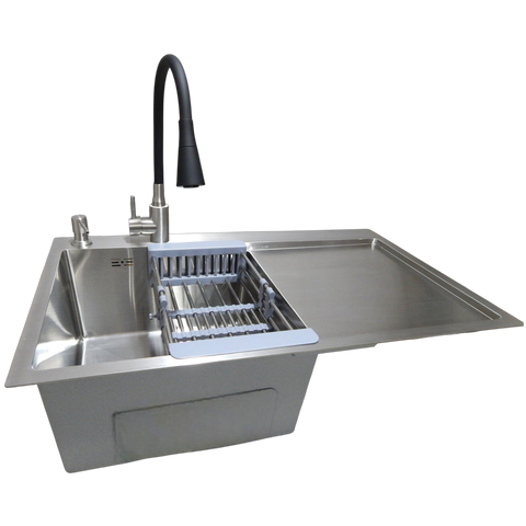Комплект кухонной мойки Kraft Handmade HS L 780х480 (3.0/1.0 мм) SM16059 фото