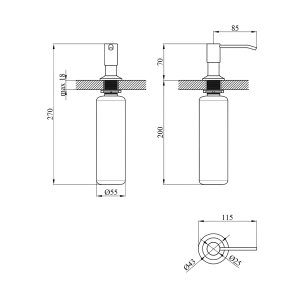 Комплект кухонной мойки KRP Schwarze - 6050HM PVD SM022 фото