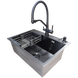 Комплект кухонної мийки Kraft NANO BLACK PVD HS60*45 Декор (3.0/1.0 мм)+Смеситель для кухни с подключением к фильтру Pllen&oacute; Lazio ST19 nero SM20870 фото 2
