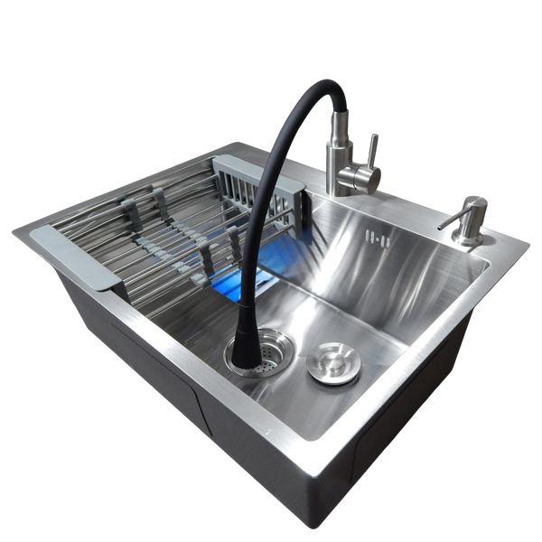 Комплект кухонной мойки Kraft HM 6045 (3.0/1.0 мм) SATIN SM4303 фото