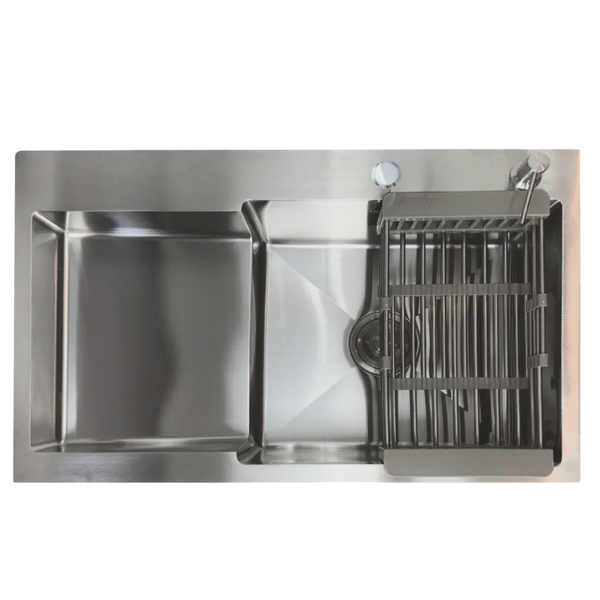 Кухонная мойка Kraft Handmade HM78х48 AR satin (3.0/1.0 мм) крыло слева SM12 фото