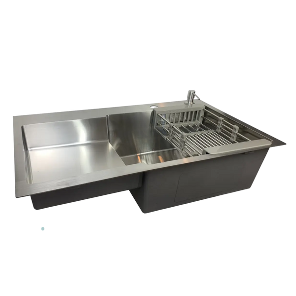 Кухонная мойка Kraft Handmade HM78х48 AR satin (3.0/1.0 мм) крыло слева SM12 фото