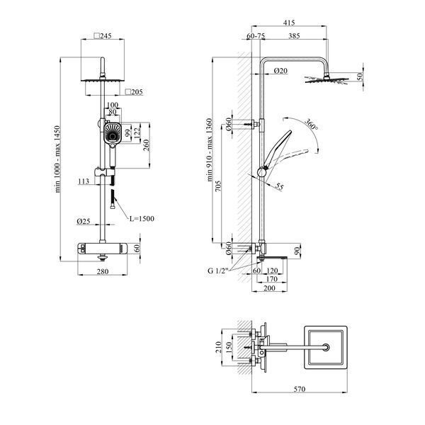 Набор 2 в 1 душевая система Kroner Makon-GRP063 + смеситель Makon-GRP010 CVS30226 фото
