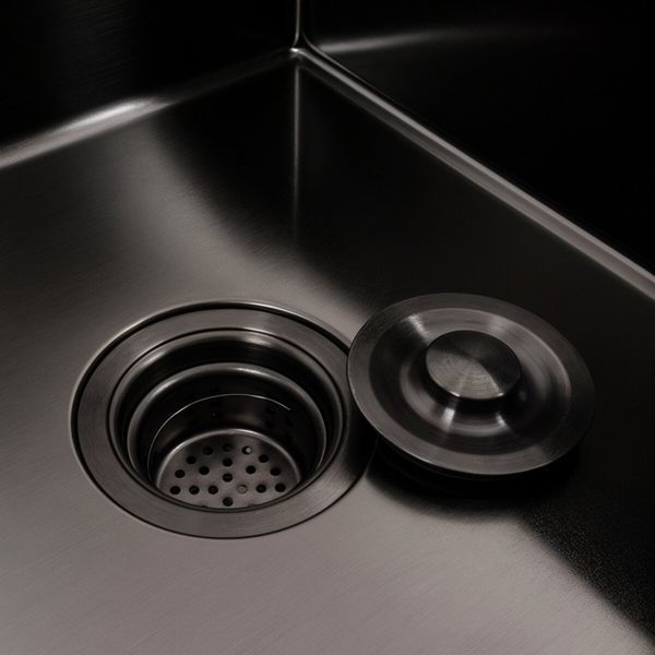 Комплект кухонної мийки CM 78*50 R чорна PVD VALESO Handmade (3,0/0,8) SM4590 фото