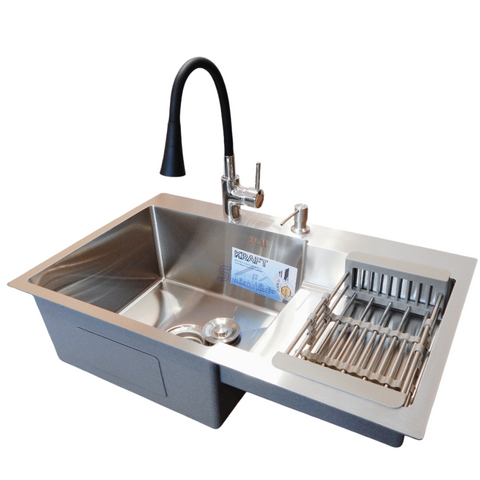 Комплект кухонної мийки Kraft Handmade HS R 780х480 (3.0/1.0 мм) SM3864 фото