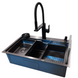 Комплект кухонной мойки Kraft HM 6845 NANO BLACK SM3722 фото 1
