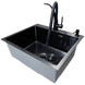 Комплект кухонної мийки Kraft NANO BLACK PVD HS60*50 Декор (3.0/1.0 мм)+Кухонний змішувач Kroner KRP Ersel - SCH03393BLK SM50495 фото 17